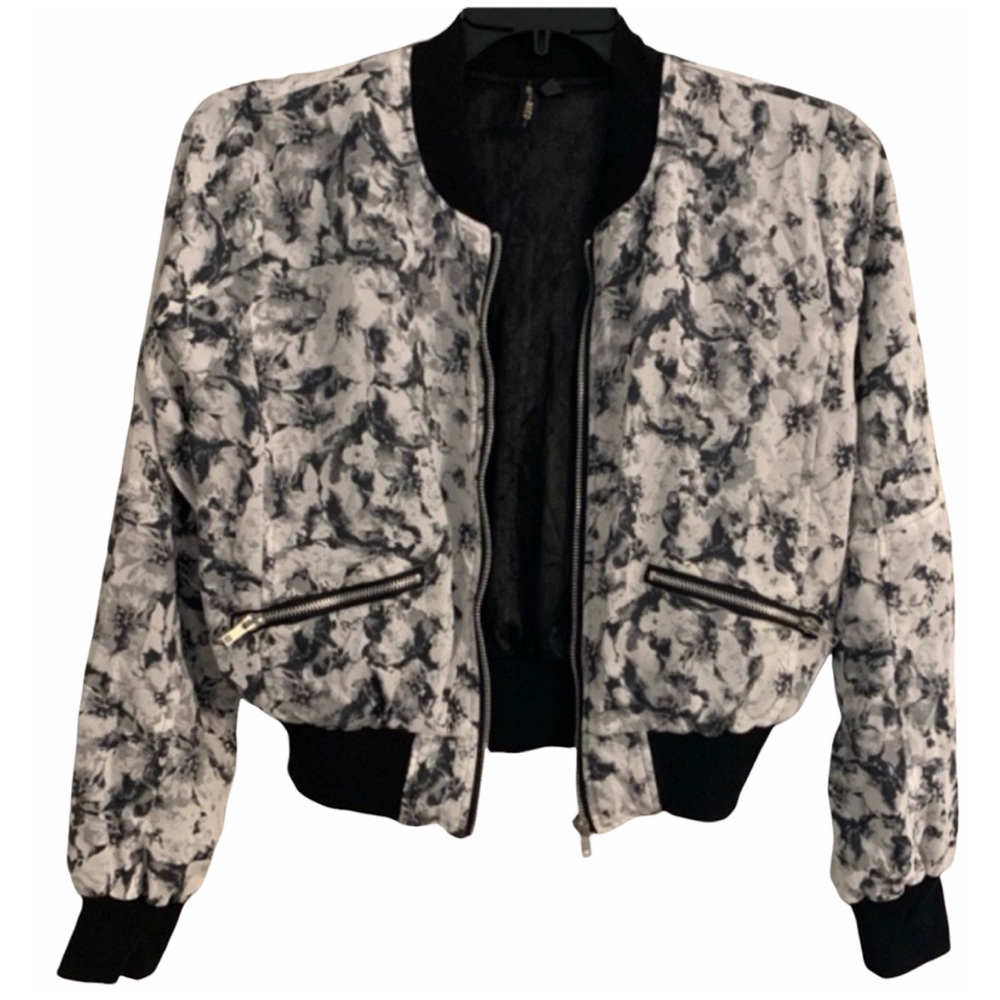 Want and Need Black White Bomber Jacket SZ M